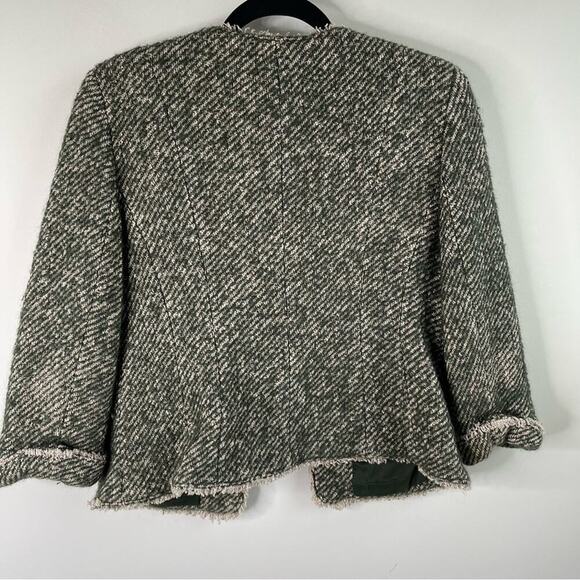 Talbots green tweed open front jacket size 12 petite - Picture 6 of 6